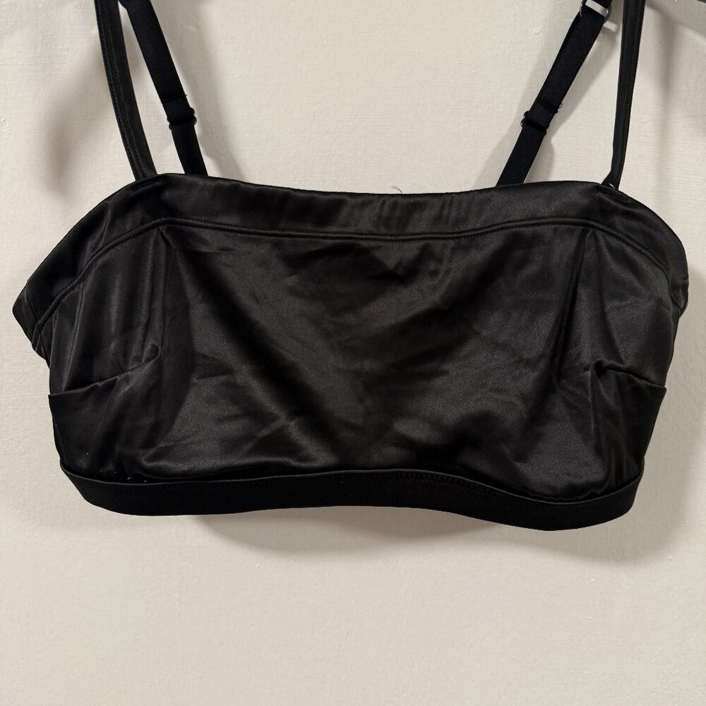 Aerie Black Satin Unlined Wireless Bralette Bra Size M